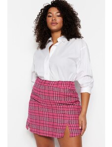 Trendyol Curve Fuchsia Plaid Patterned Tweed Skirt