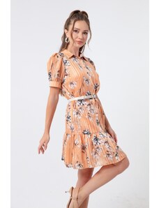 Lafaba Women's Orange Patterned Shirt Dress