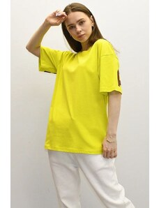 Madmext Green Back Printed Oversize Women's T-Shirt