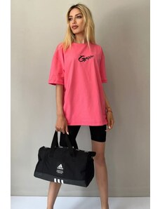 Madmext Pink Printed Oversize T-Shirt