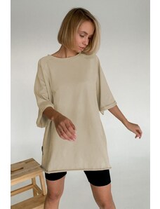 Madmext Camel Oversize Women's Basic T-Shirt