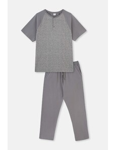 Dagi Gray Raglan Sleeve Jacquard Pajamas Set