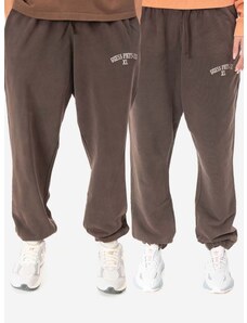 Guess U.S.A. Bavlněné tepláky Guess Gusa Washed Terry Sweatpant hnědá barva, M2BQ10KBB40 G1CG