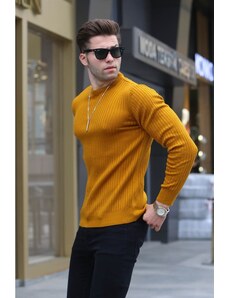 Madmext Mustard Crew Neck Knitwear Sweater 5183
