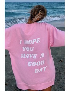 Madmext Mad Girls Pink Back Printed Sweatshirt