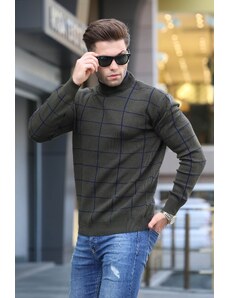 Madmext Khaki Checkered Knitwear Sweater 5796