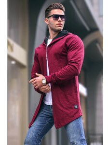 Madmext Claret Red Ripped Detailed Cardigan 4093