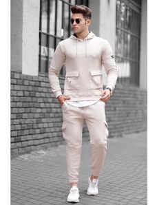 Madmext Beige Pocket Detailed Men's Tracksuit Set 4726