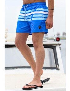 Madmext Men's Blue Striped Marine Shorts 6363