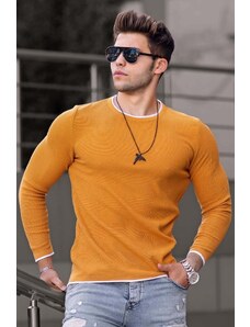 Madmext Men's Yellow Crew Neck Knitwear