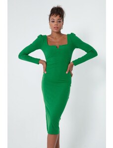 Lafaba Women's Green Slit Knit Dress