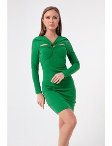 Lafaba Dámské zelené mini pletené šaty