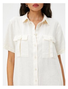Koton Linen Blended Shirt Dress With Pocket