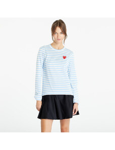 Dámské tričko Comme des Garçons PLAY Heart Logo Long Sleeve Tee Clear Sky/ White