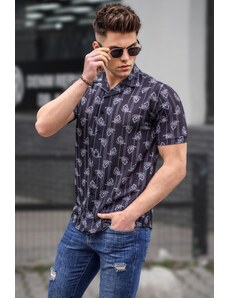 Madmext Men's Black Short Sleeve Patterned Shirt