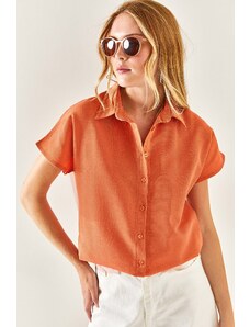 Olalook Women's Onion Skin Bat Oversize Linen Shirt