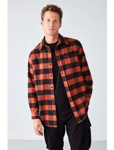 GRIMELANGE Cullen Men's Lumberjack Shirt Thick Textured Fleece Top And Soft Plaid Jacket Shir