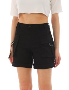 BİKELİFE Black High Waist Flexible Denim Shorts With Pocket.