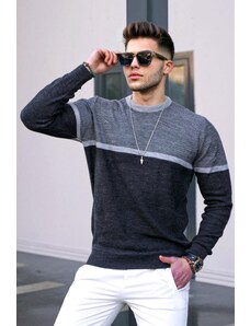 Madmext Men's Anthracite Color Block Sweater 4734