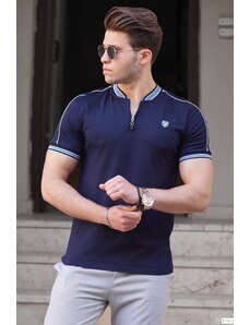 Madmext Navy Blue Polo Collar Men's T-Shirt 9281