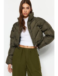 Trendyol Khaki vodoodpudivý nafukovací kabát Crop