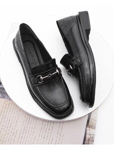 Marjin Women's Loafers Loafer Shoes Pointed Toe Buckle Casual Shoes Races black.