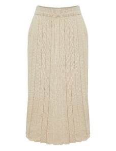 Trendyol Stone Glitter Pleated Knitwear Skirt