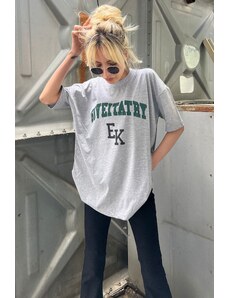 Madmext Women's Gray Printed Oversize T-shirt