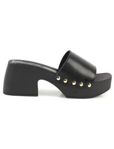 Capone Outfitters Capone Women's Boots, Single Band Platform Heels, Black Women's Slippers.