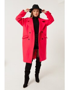 Lafaba Women's Fuchsia Ornamental Pocket Flap Stamp Coat.