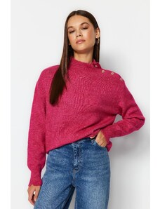 Trendyol Fuchsia Soft Textured High Neck pletený svetr