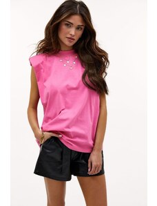 Madmext Mad Girls Pink Padded T-Shirt Mg900