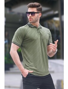 Madmext Khaki Green Polo Neck Regular Fit Men's T-shirt 6110