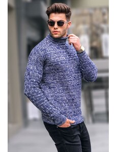 Madmext Light Navy Blue Turtleneck Knitwear Sweater 5758