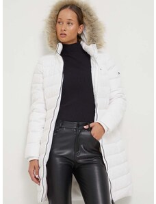Péřová bunda Tommy Jeans dámská, bílá barva, zimní