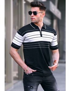 Madmext Men's Black Polo Neck Zippered T-Shirt 5733