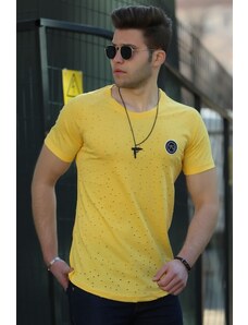 Madmext Torn Detailed Yellow T-Shirt T4002