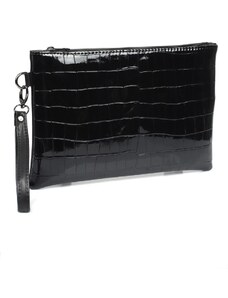 Capone Outfitters Capone Large Crocodile Patterned Paris Women's Black Clutch Bag