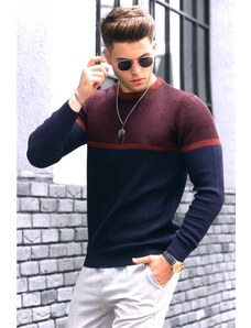Madmext Men's Navy Color Block Sweater 4734