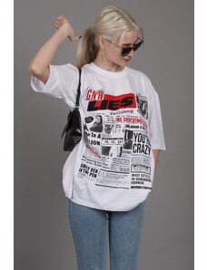 Madmext Oversized Women's T-Shirt with a White Back Printed