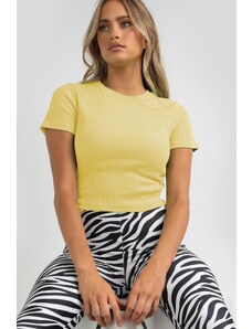 Madmext Women's Yellow Basic Crop T-Shirt