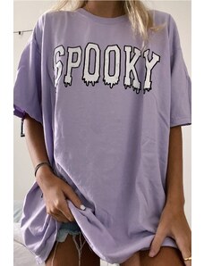Madmext Women's Lilac Printed Oversized T-shirt Mg969