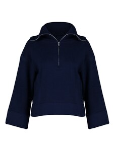 Trendyol Navy Blue Wide Fit Soft Textured Basic Knitwear Sweater