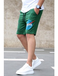 Madmext Green Men's Shorts With NASA Print 4248
