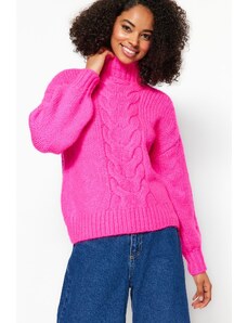 Trendyol Růžový pletený svetr s detailem pleteniny