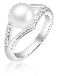 Stříbrný prsten s perlou a zirkony - Meucci SP102R