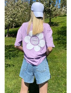 Madmext Lilac Printed Oversized Round Neck Women's T-Shirt
