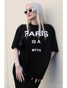 Madmext Black Women's Paris Printed T-Shirt