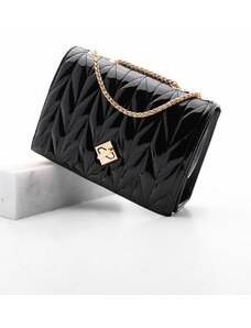 Marjin Women's Gold Color Chain Shoulder Bag Delbin black Patent Leather