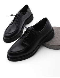 Marjin Women's Oxford Shoes Lace-up Masculine Casual Shoes Nesan black